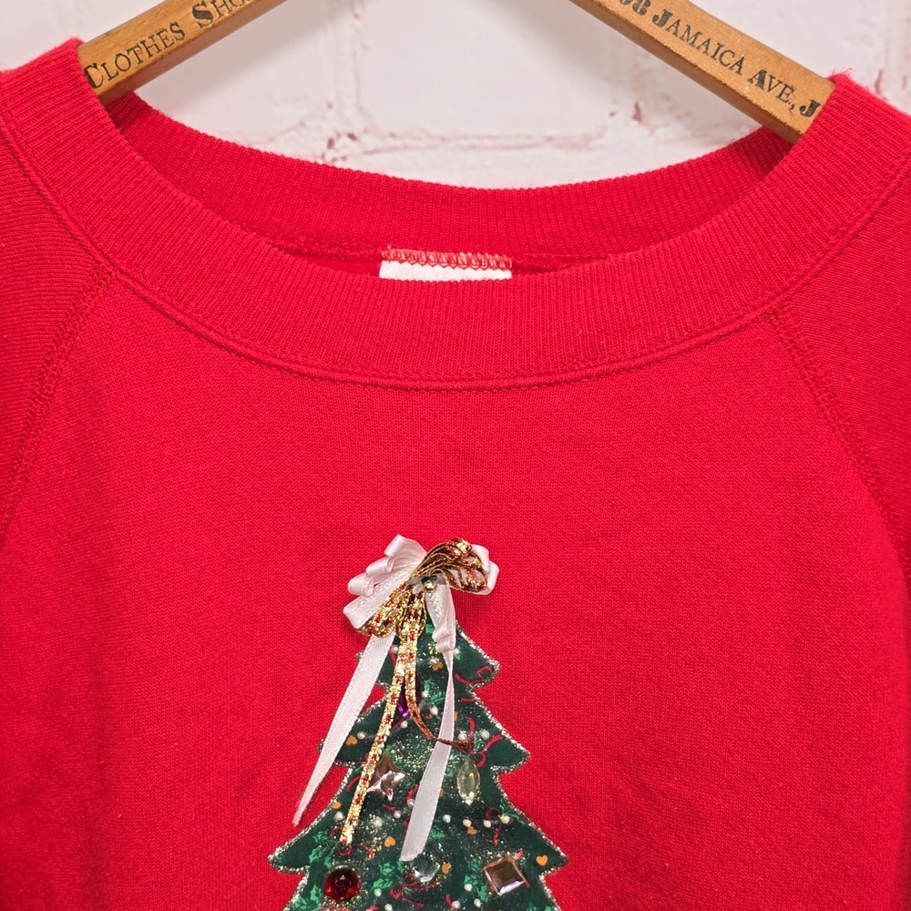 Hanes Her Way Christmas Sweatshirt Art to Wear Fashion Vintage Womens Size Large - Picture 2 of 12